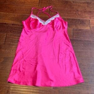 Secret Treasures hot pink lacy nightgown criss cross straps size xtra large